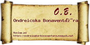 Ondreicska Bonaventúra névjegykártya